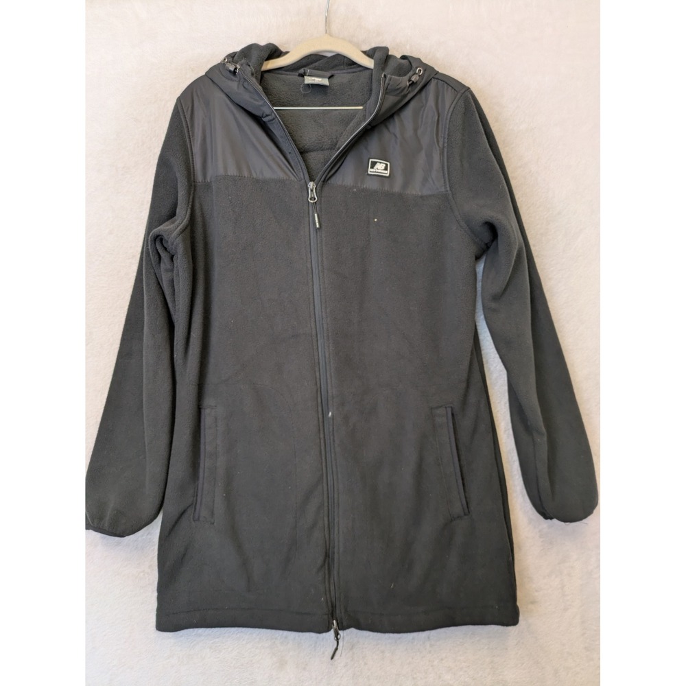 NEW New Balance Fleece Hoodie Women's Medium Black Longline Full Zip Mixed Media